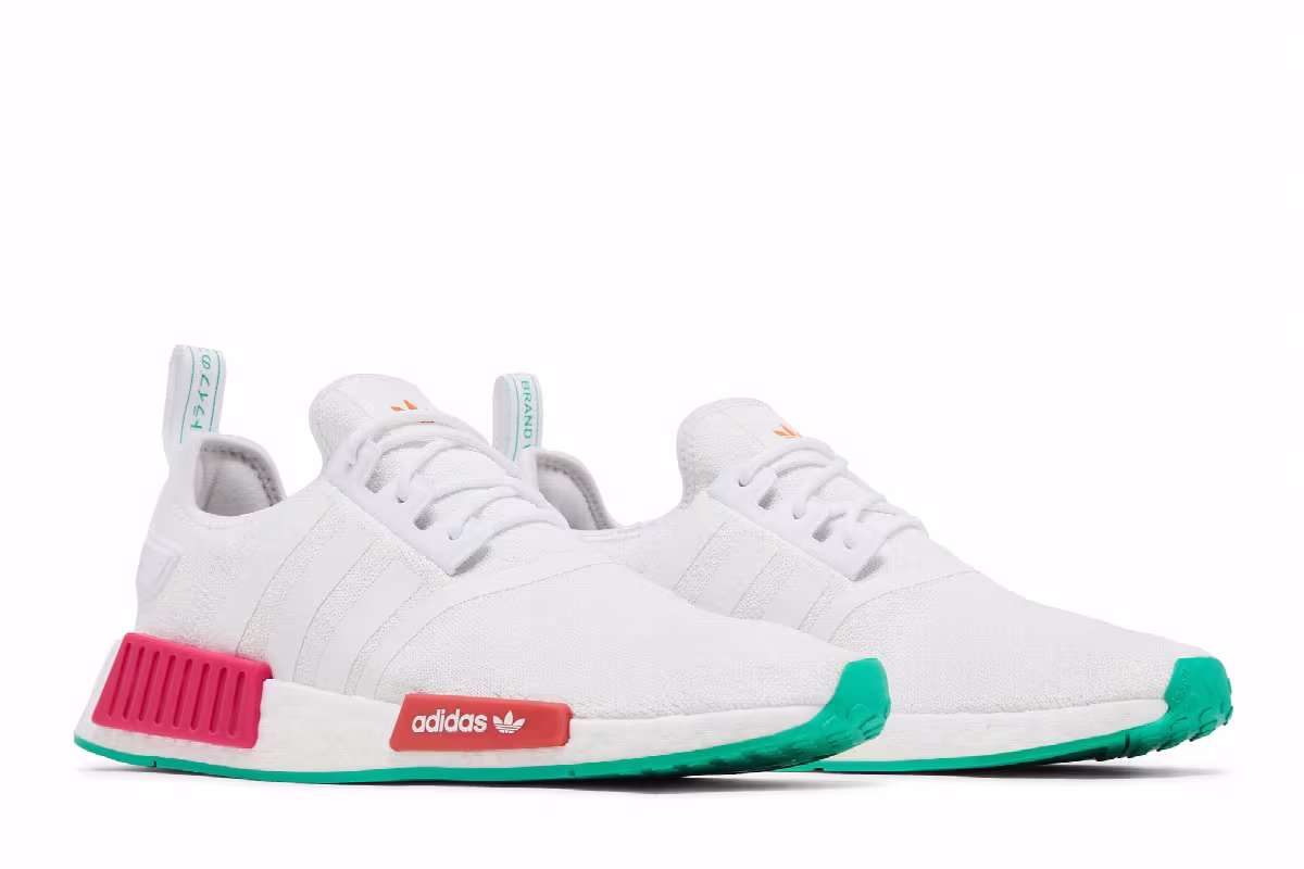 adidas Women's NMD_R1 White Magenta Green, view 9