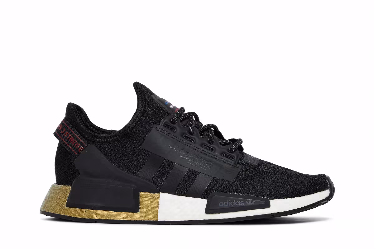 Adidas NMD_R1 V2 J Black Gold Metallic, view 2