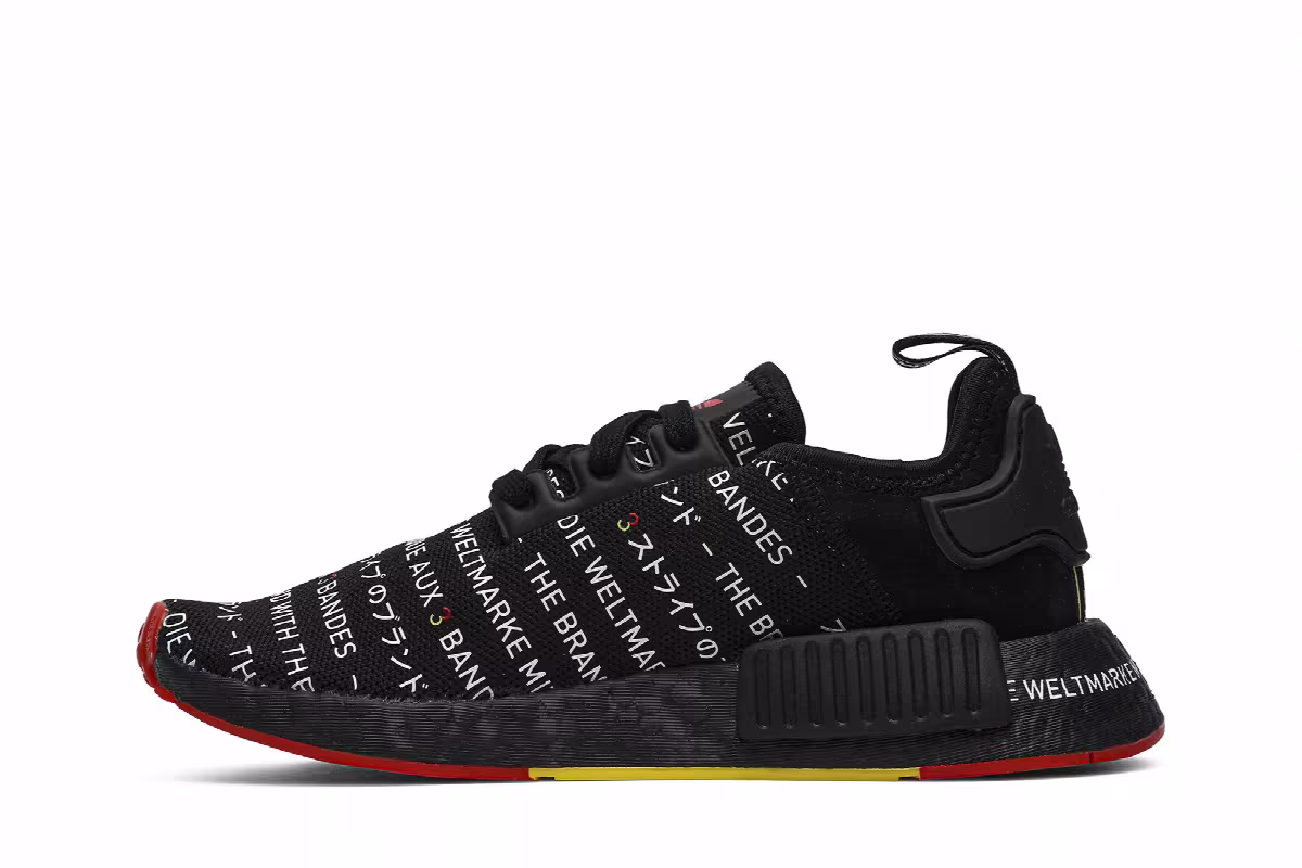 Adidas NMD_R1 Black White Yellow, view 4