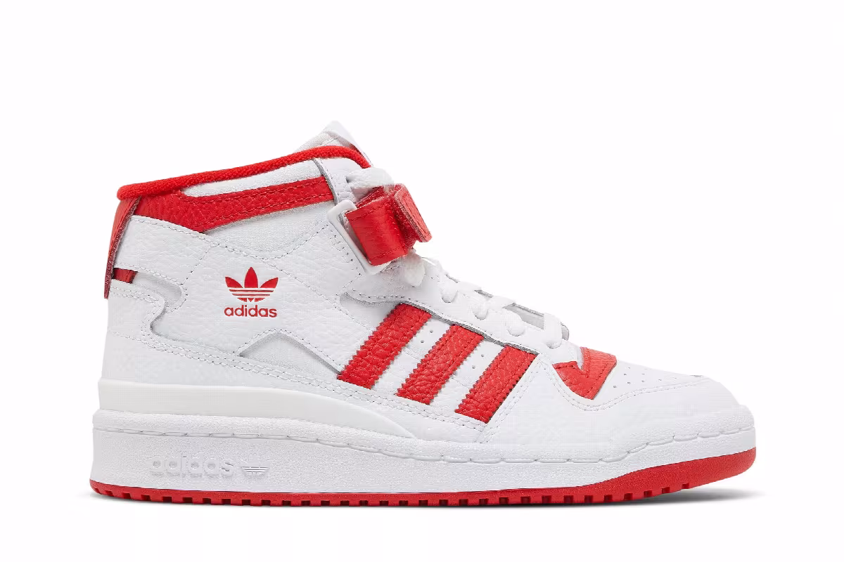 Adidas Forum Mid J White Vivid Red, view 2