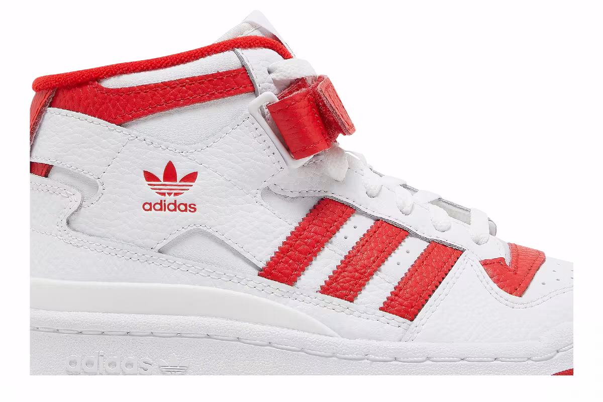 Adidas Forum Mid J White Vivid Red, view 3