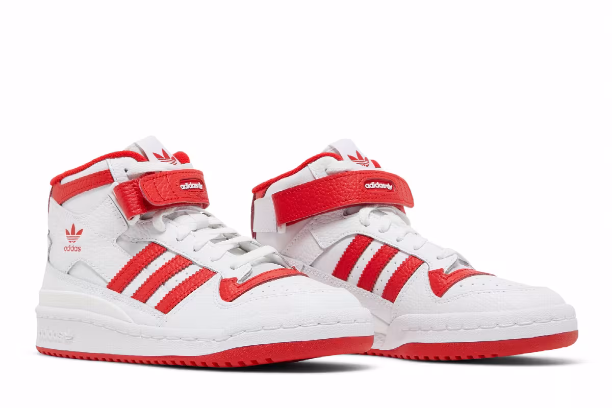 Adidas Forum Mid J White Vivid Red, view 9