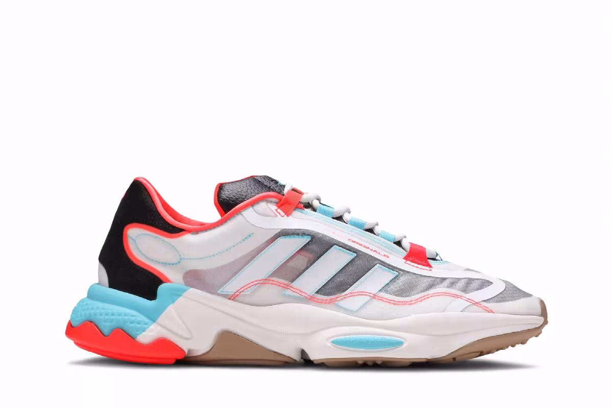 Adidas Ozweego Pure Bright Cyan Solar Red, view 2