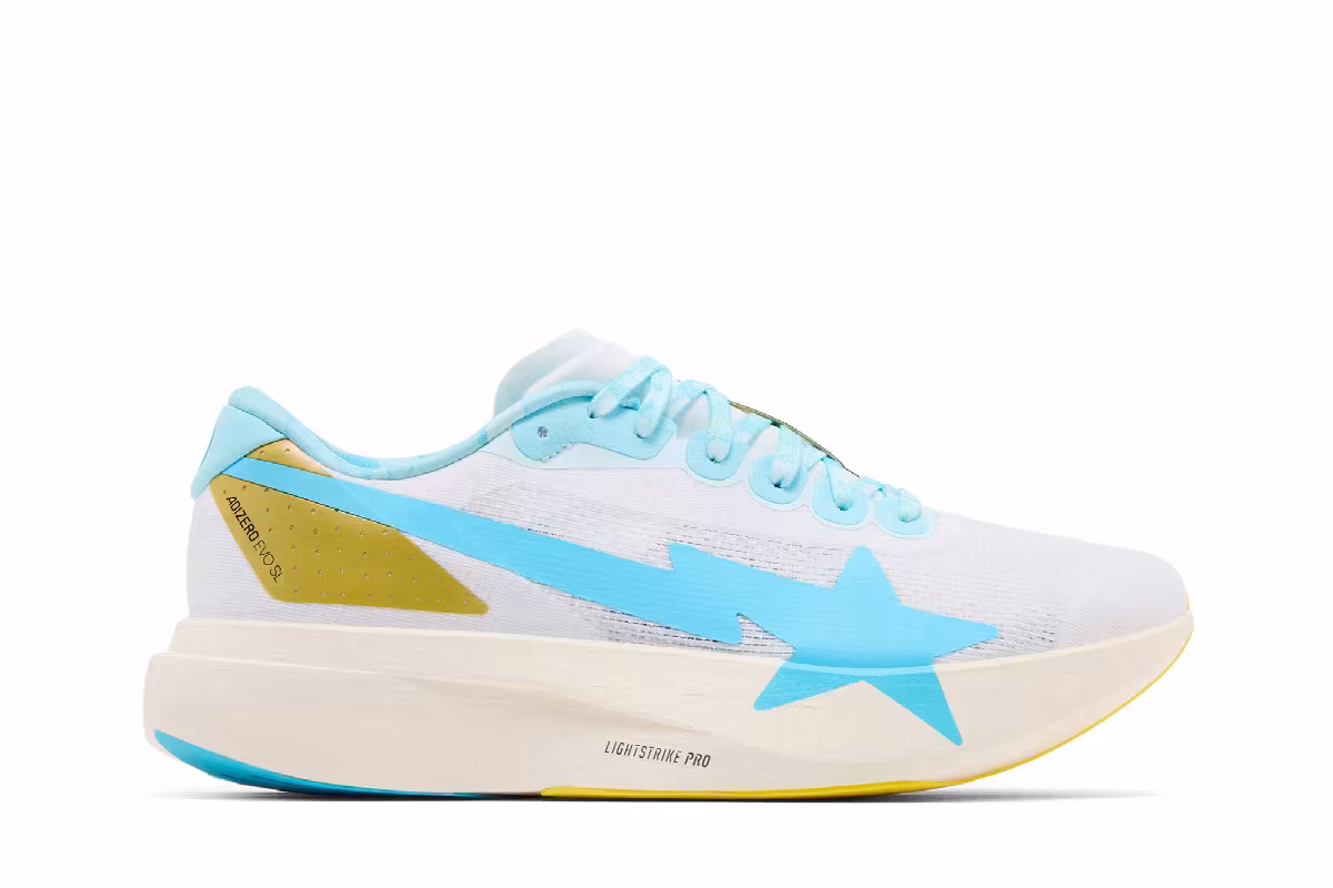 BAPE x adidas Adizero EVO SL Mismatch White Pink Blue, view 2