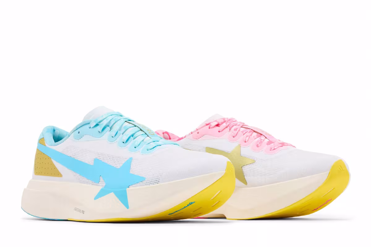 BAPE x adidas Adizero EVO SL Mismatch White Pink Blue, view 9