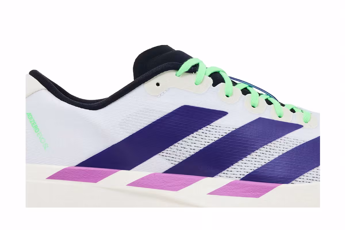 adidas Adizero Evo SL Footwear White Collegiate Purple Lime Burst, view 3
