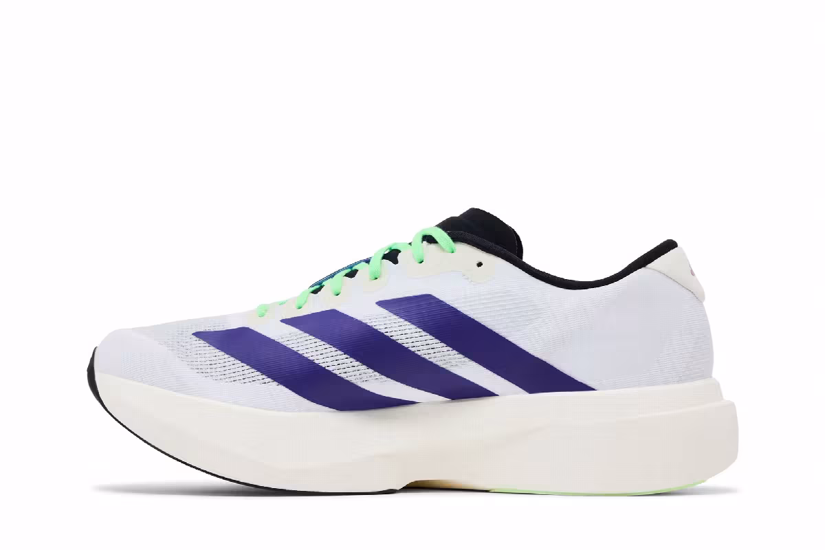 adidas Adizero Evo SL Footwear White Collegiate Purple Lime Burst, view 4