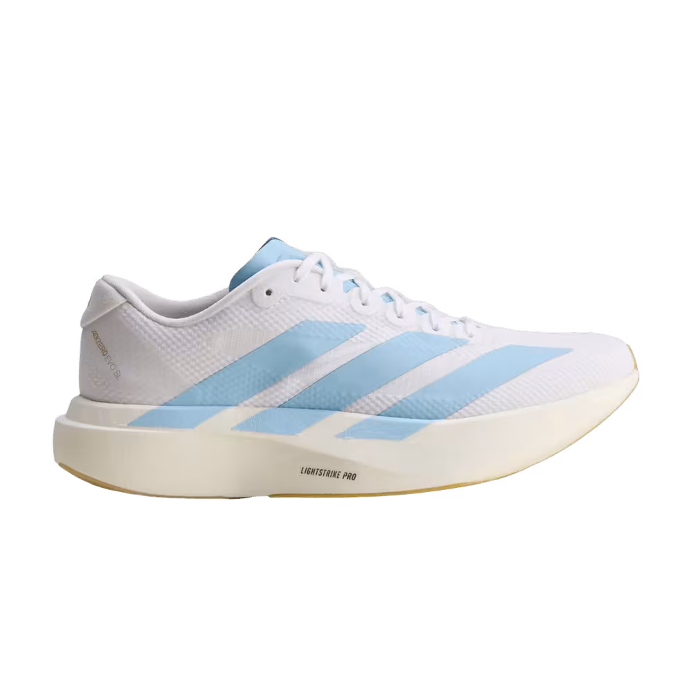 adidas Adizero Evo SL Cloud White Clear Blue Matte Gold