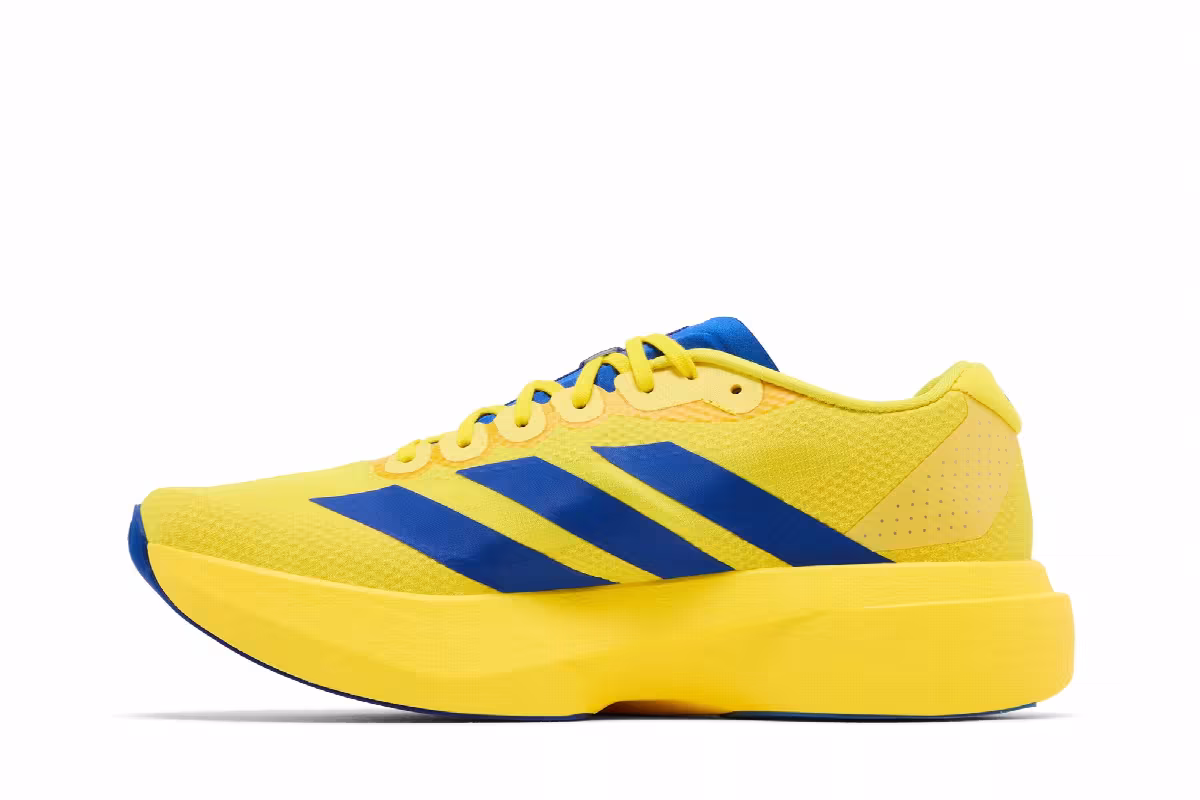 adidas Adizero Evo SL Yellow Royal Blue Iron Metallic, view 4