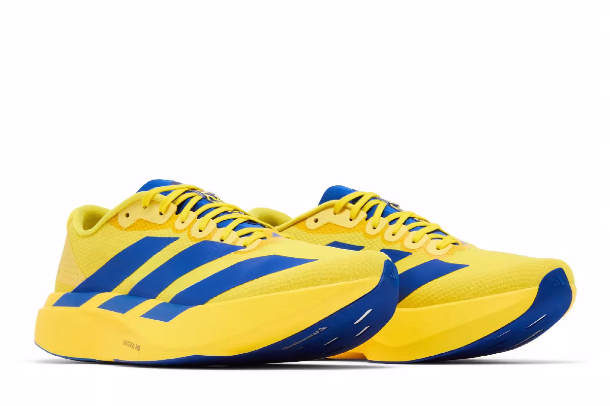 adidas Adizero Evo SL Yellow Royal Blue Iron Metallic, view 9