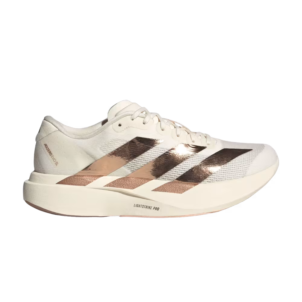 adidas Women's Adizero Evo SL Off White Copper Metallic Blush Pink