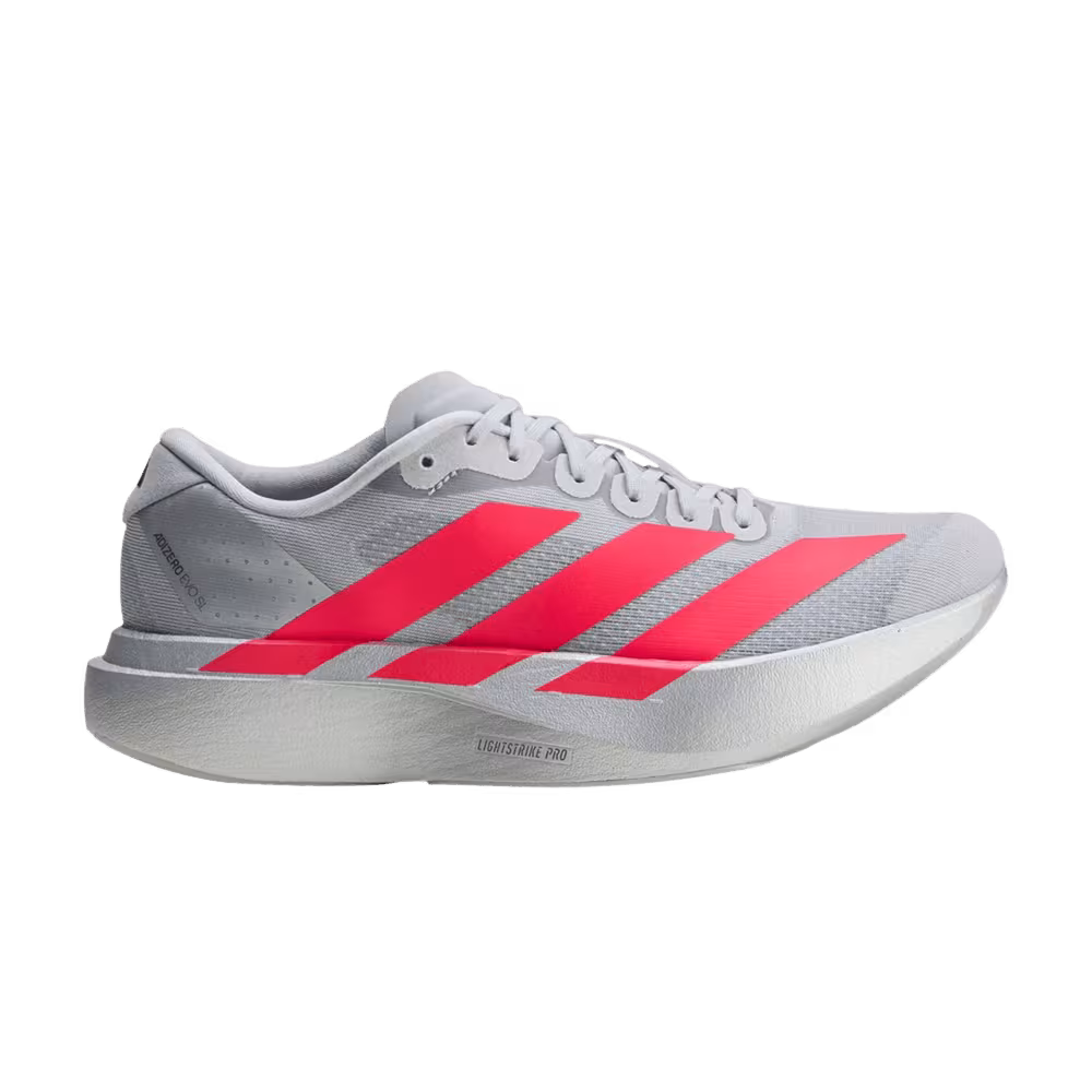 adidas Women's Adizero Evo SL Silver Metallic Lucid Red Iron Metallic
