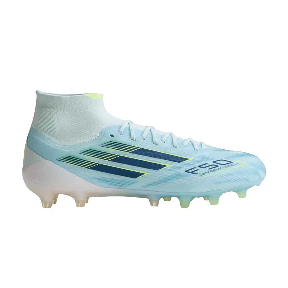 adidas Women's F50 Sparkfusion Elite Mid FG AG Almost Blue Dusky Petrol Hi-Res Yellow