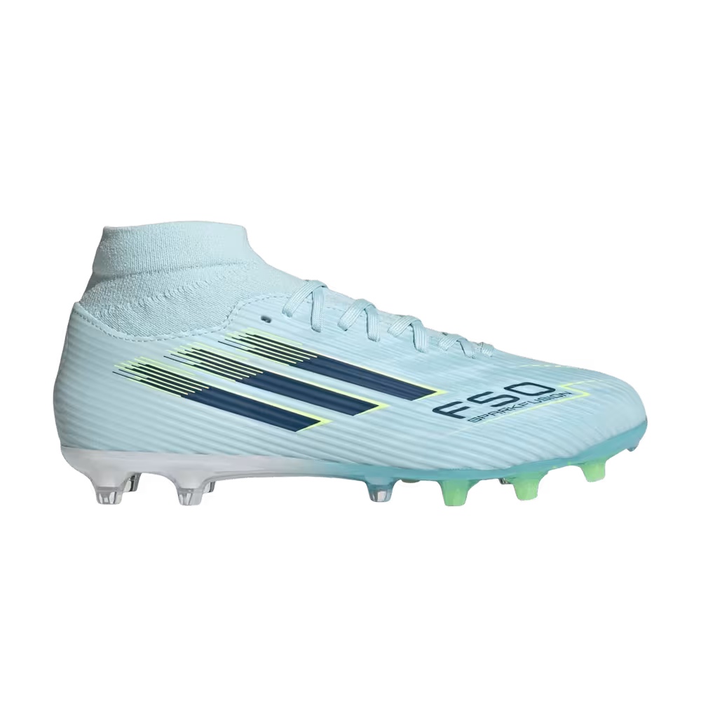 adidas Women's F50 Sparkfusion League Mid FG AG Almost Blue Dusky Petrol Hi-Res Yellow