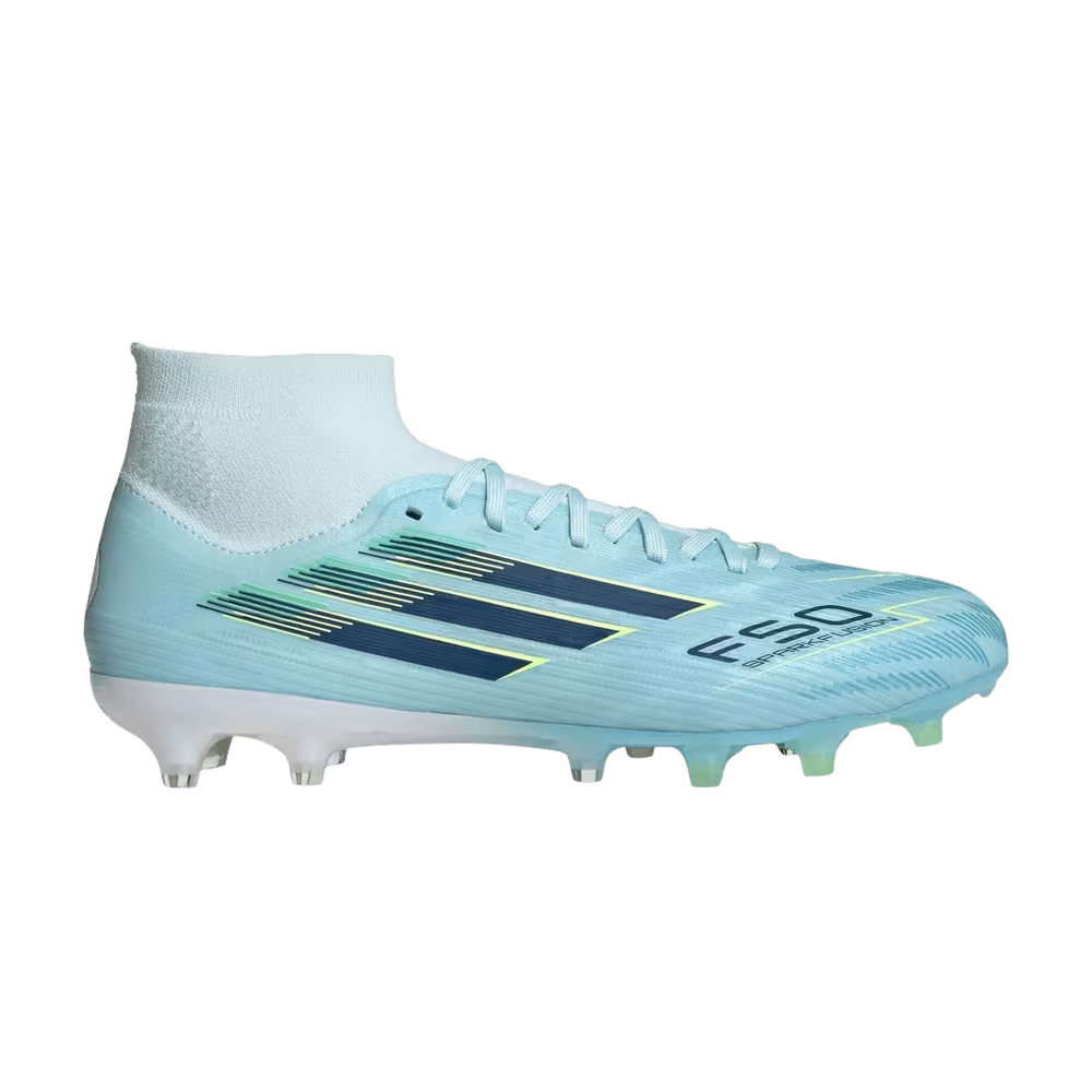 adidas Women's F50 Sparkfusion Pro Mid FG AG Almost Blue Dusky Petrol Hi-Res Yellow