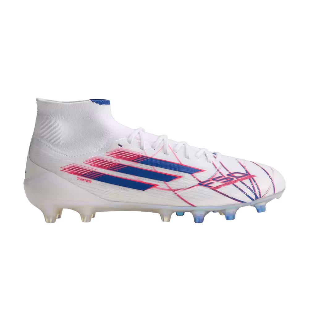 adidas Women's F50 Sparkfusion Elite Mid FG AG Cloud White Royal Blue Lucid Red