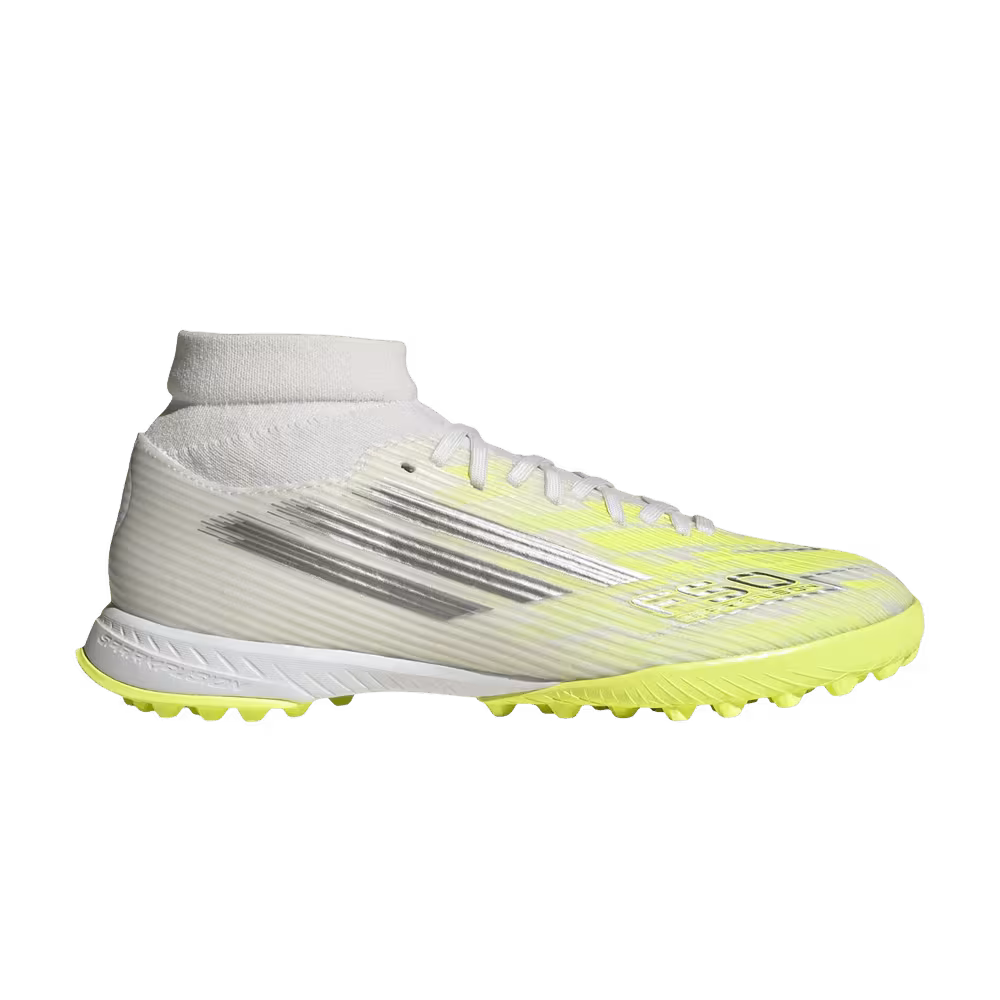 adidas Women's F50 Sparkfusion League MidTurf Cloud White Iron Metallic Hi-Res Yellow