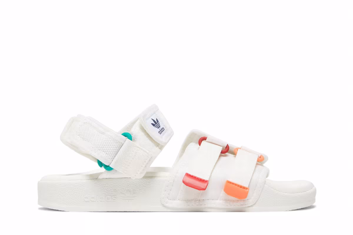 adidas Adilette Sandal 4.0 White Scarlet True Orange, view 2
