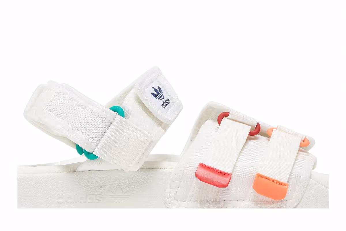 adidas Adilette Sandal 4.0 White Scarlet True Orange, view 3