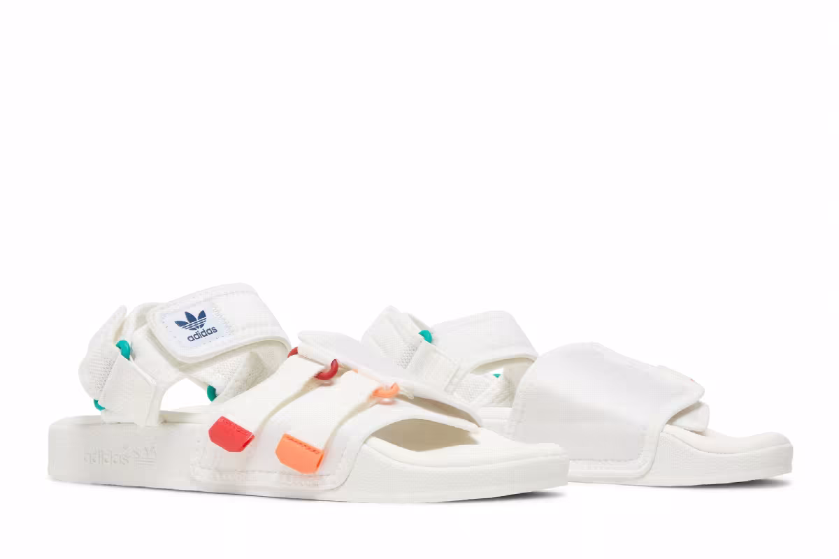 adidas Adilette Sandal 4.0 White Scarlet True Orange, view 9