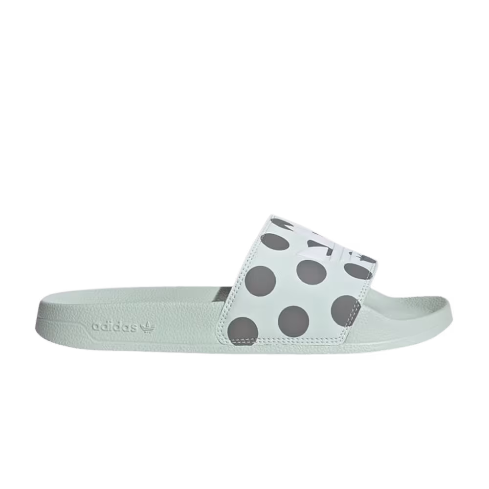 Adidas Women's Adilette Slides Dash Green Polka