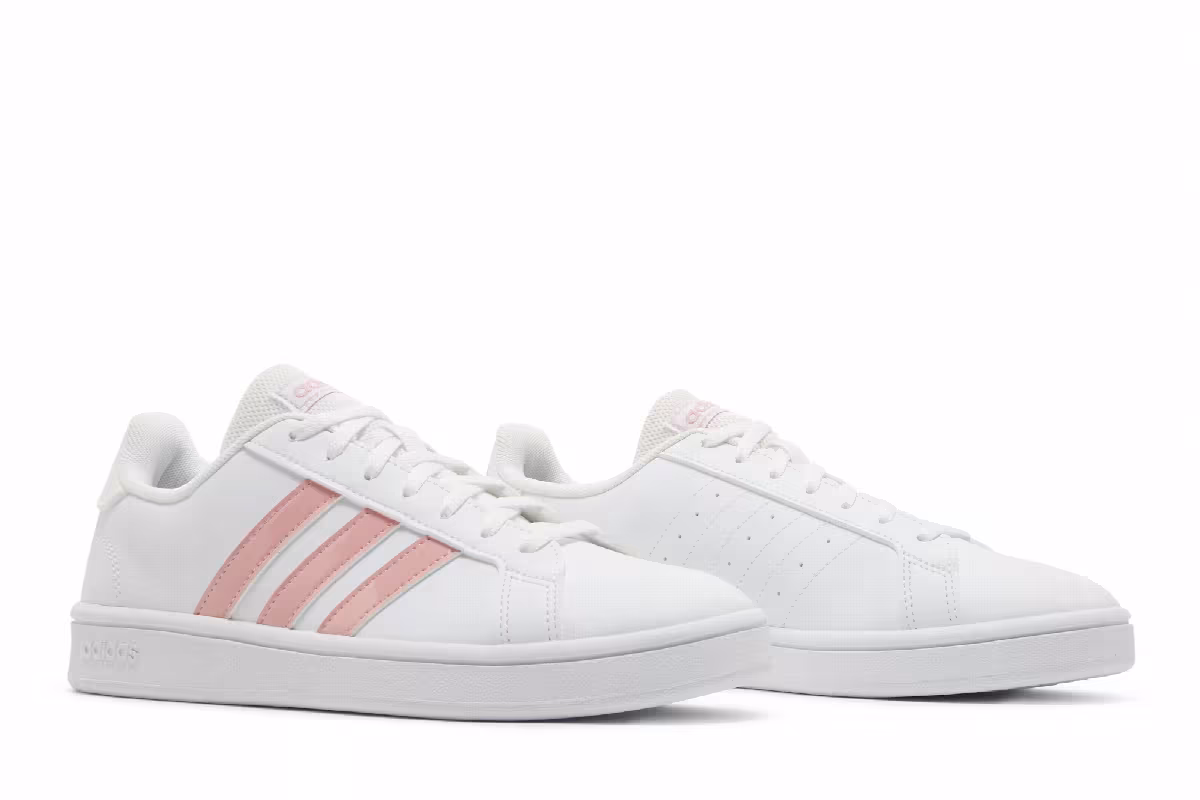 Adidas Women's Grand Court Base White Glow Pink, view 9