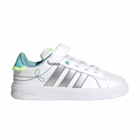 adidas Grand Court 3.0 Little Kid 'Cloud White Silver Metallic Flash Aqua'