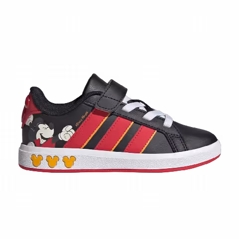 Disney Mickey Mouse x adidas Grand Court Little Kid 'Core Black Pure Ruby'