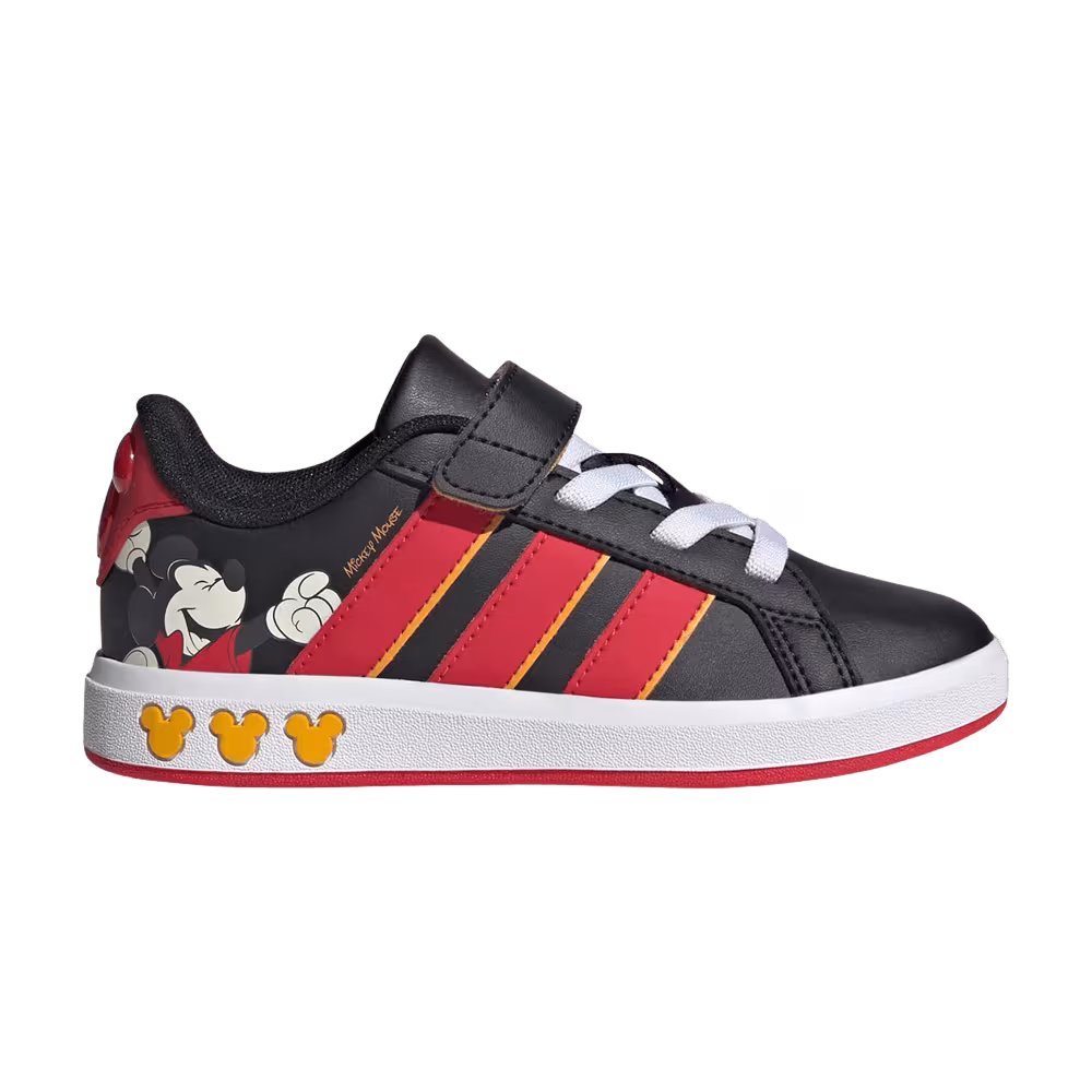 Disney Mickey Mouse x adidas Grand Court Little Kid Core Black Pure Ruby