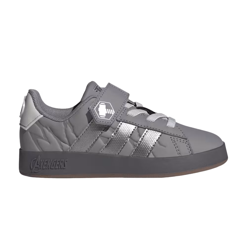 Marvel Avengers x adidas Grand Court Little Kid Grey Silver Metallic