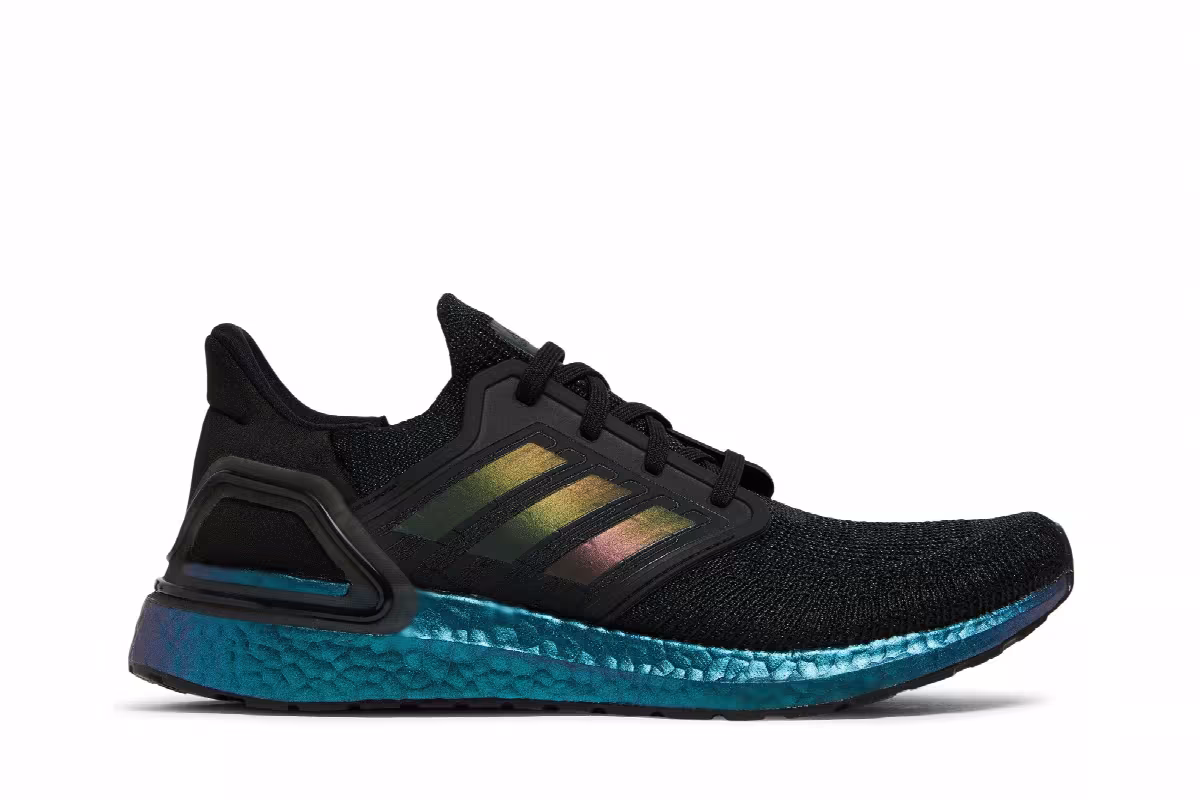 adidas UltraBoost 20 Black Signal Cyan, view 2
