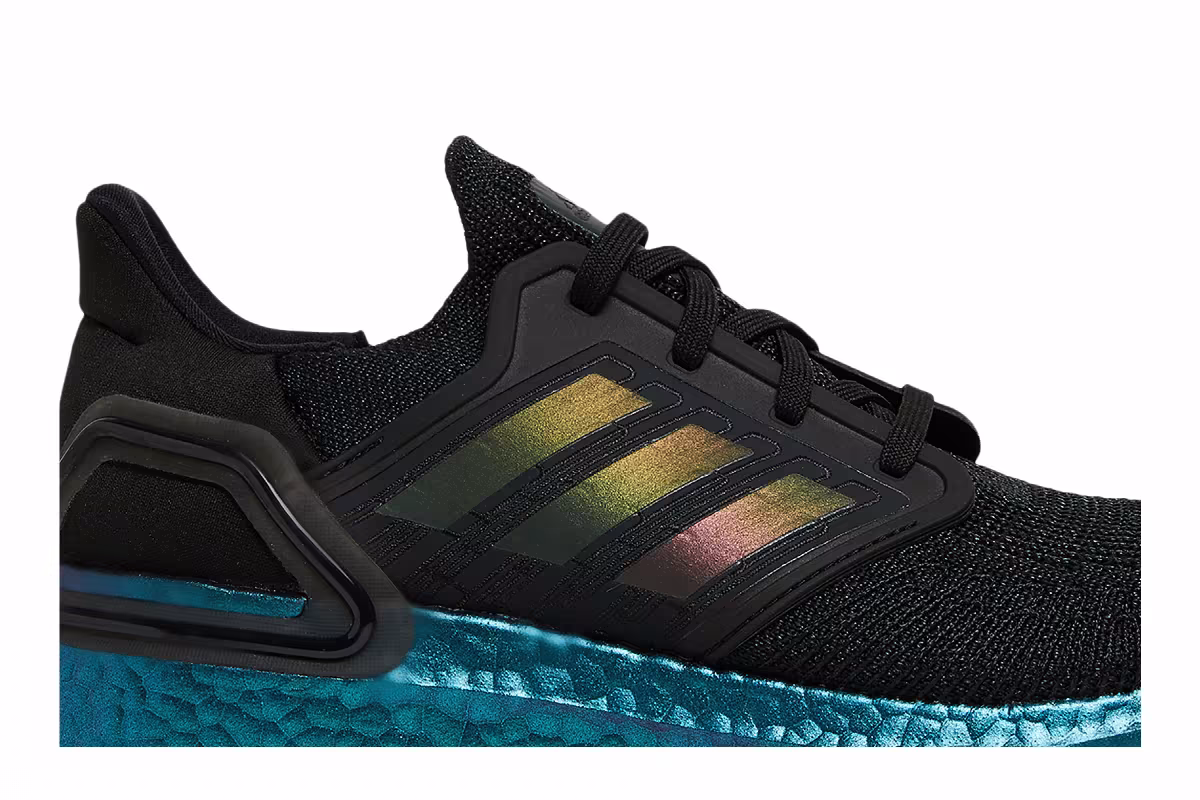 adidas UltraBoost 20 Black Signal Cyan, view 3