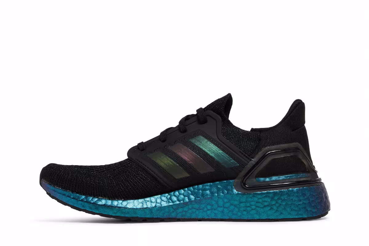 adidas UltraBoost 20 Black Signal Cyan, view 4
