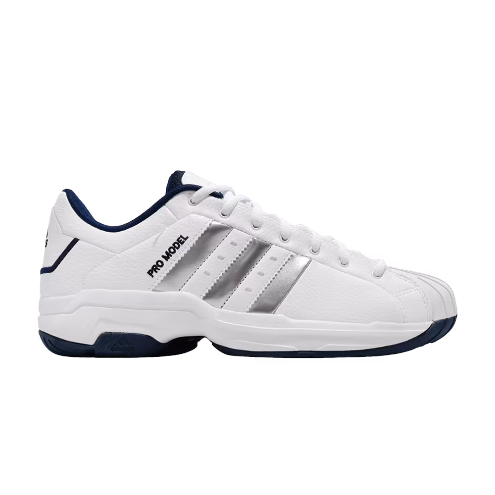 Adidas Pro Model 2G Low White Silver Metallic Navy