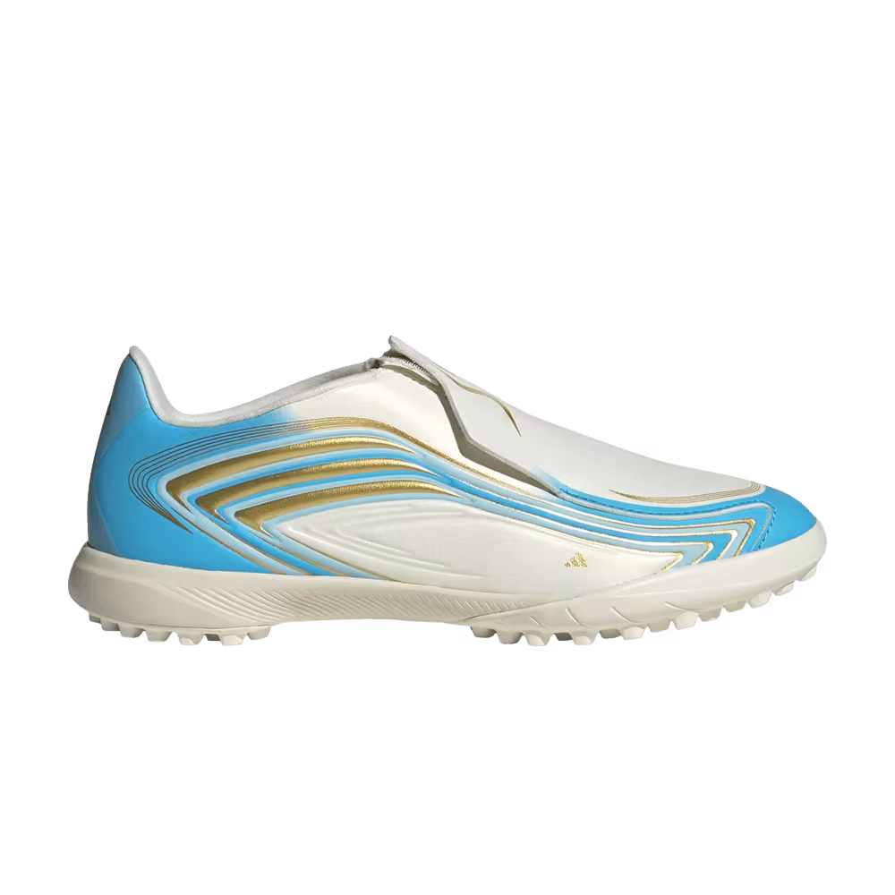 adidas F50 Messi League Laceless TF Little Kid Ivory Semi Blue Burst