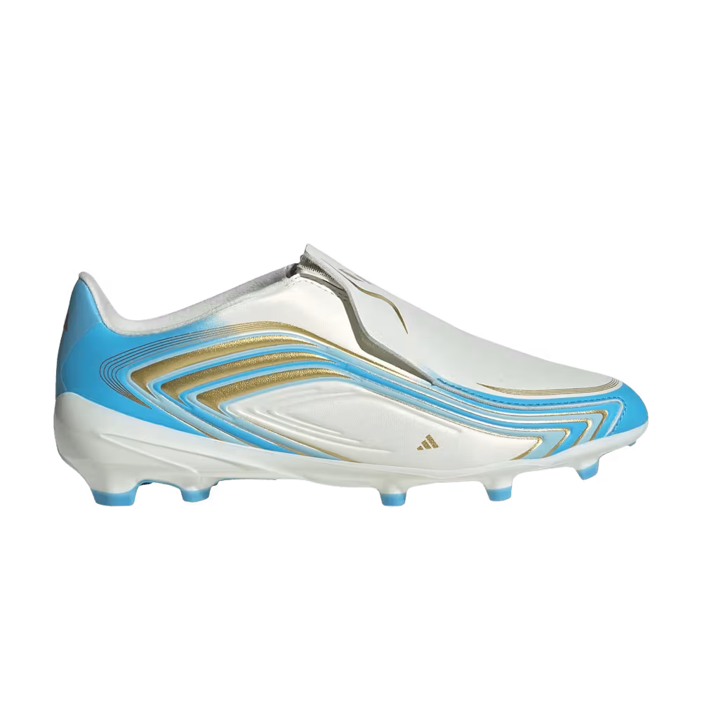 adidas F50 Messi League Laceless FG Little Kid Ivory Semi Blue Burst