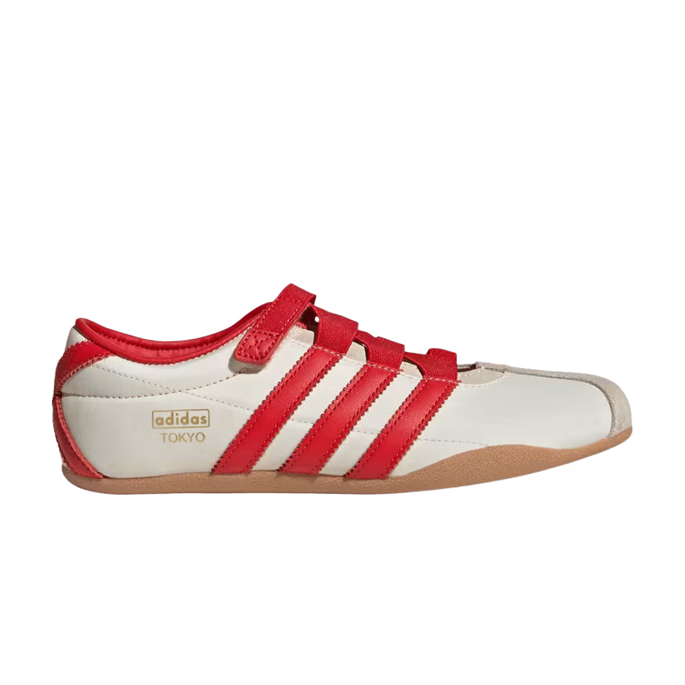 adidas Women's Tokyo Mary Jane Cream White Red Gold Metallic