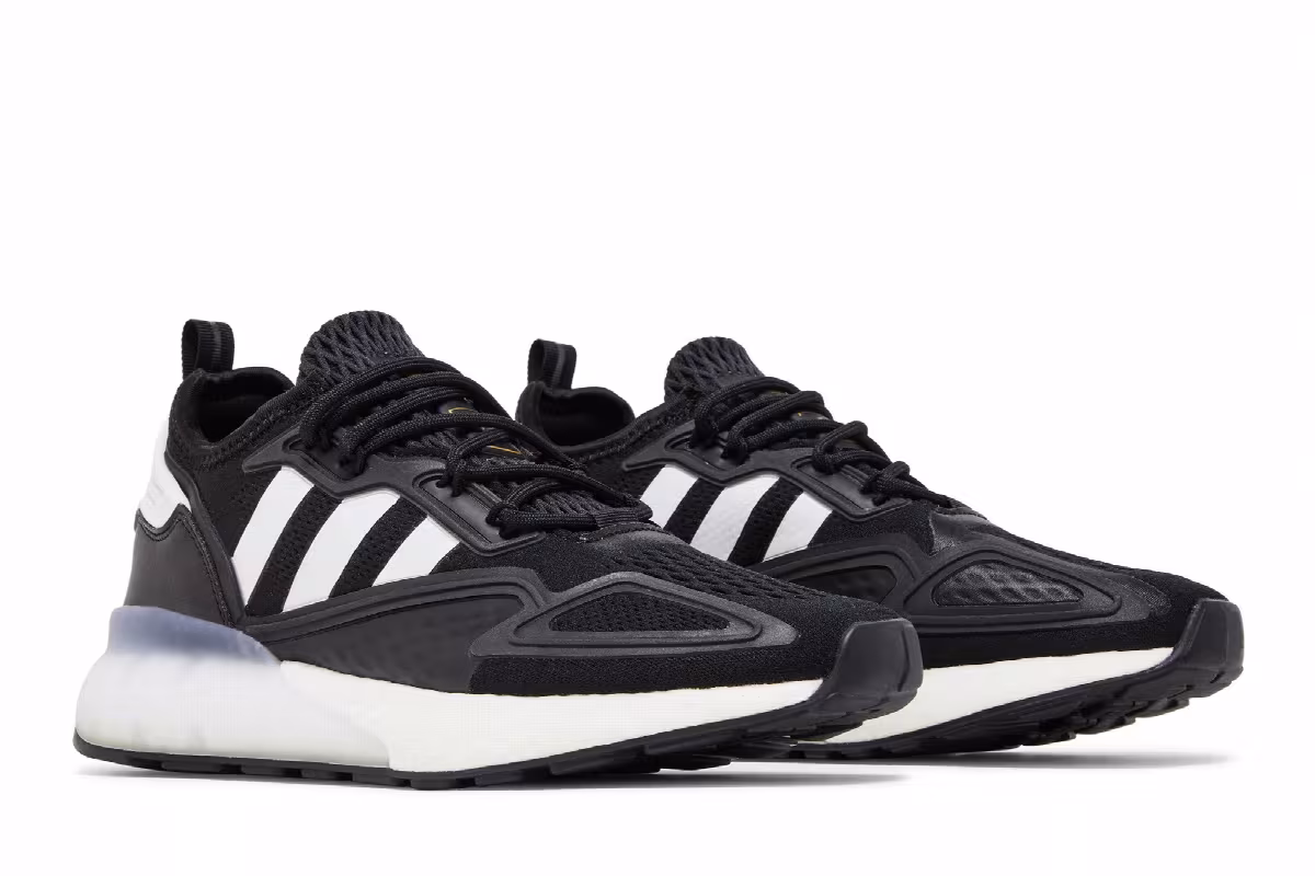 Adidas Women's ZX 2K Boost Black White, view 9