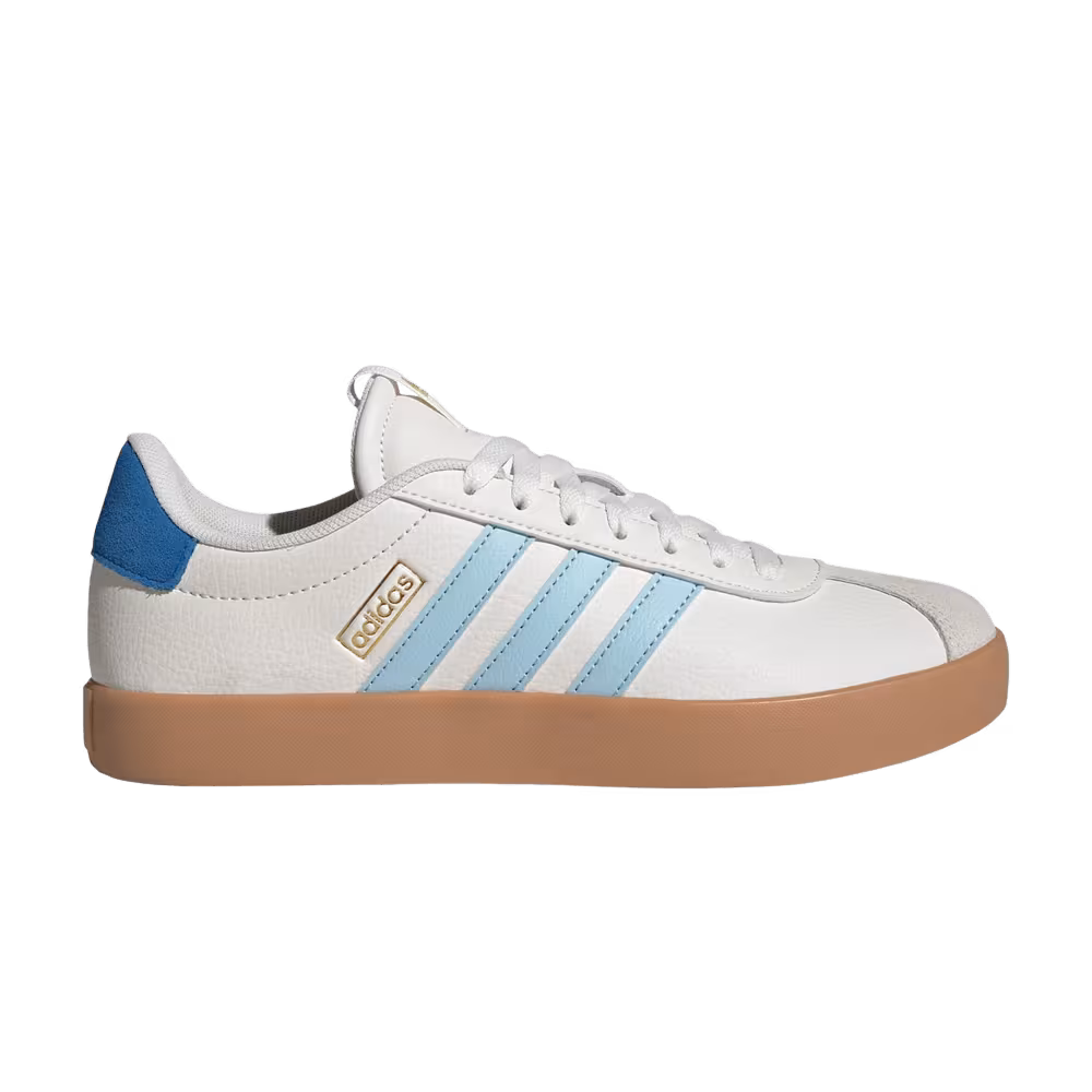 adidas Women's VL Court 3.0 Core White Ice Blue Gold Metallic