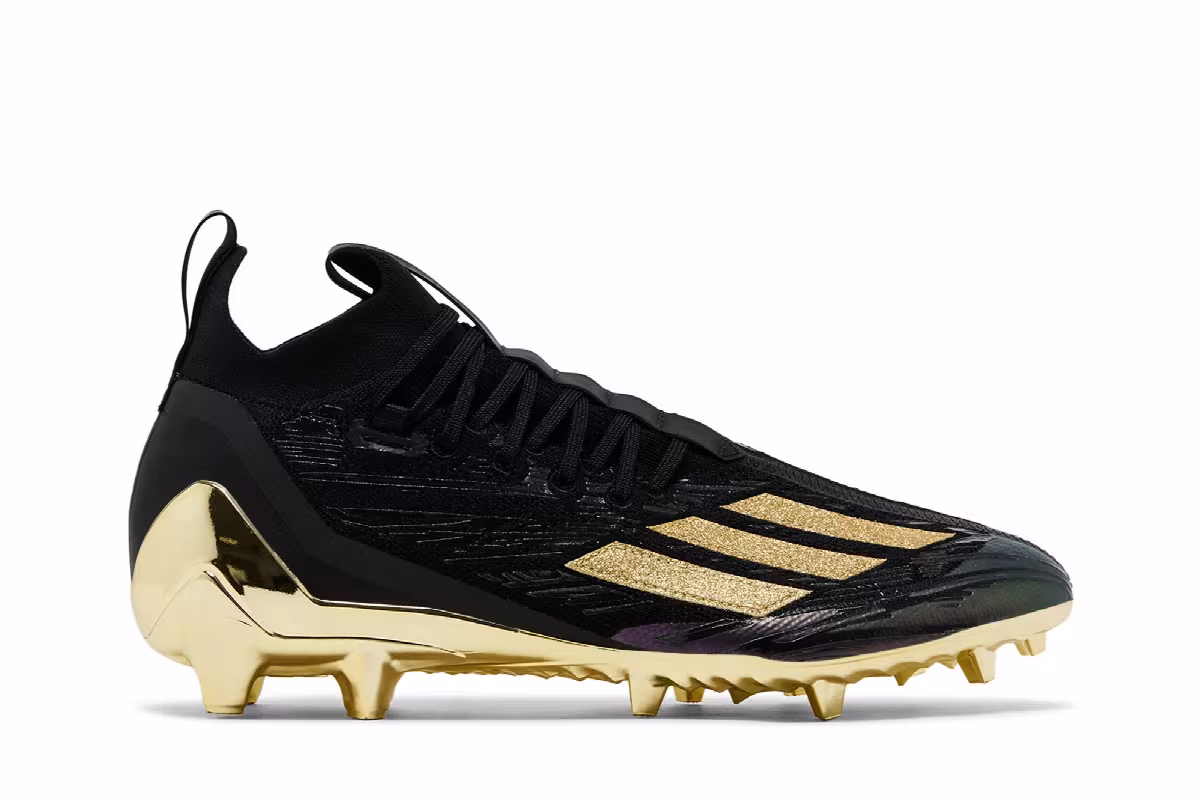 adidas Adizero Primeknit Cleats Black Gold Metallic, view 2