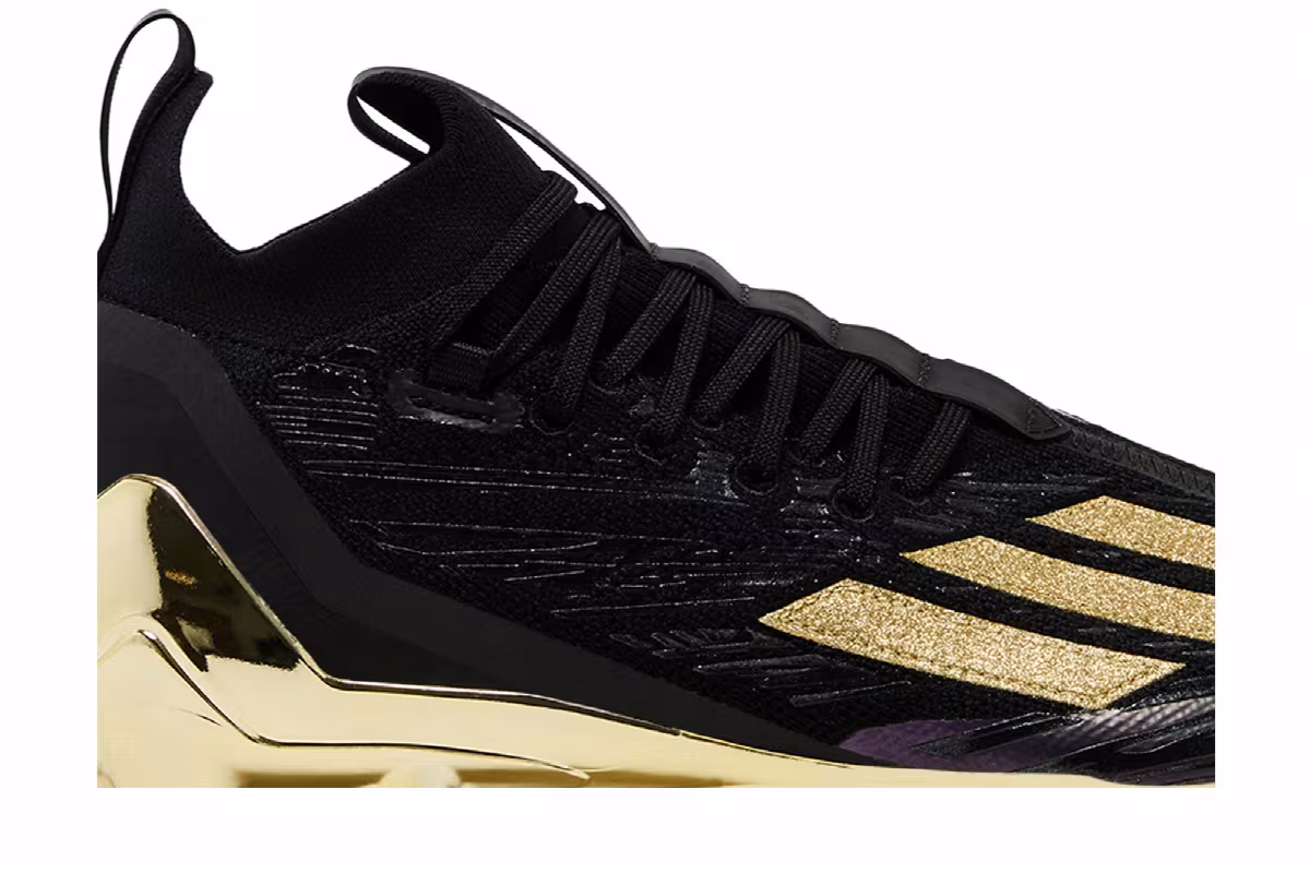 adidas Adizero Primeknit Cleats Black Gold Metallic, view 3