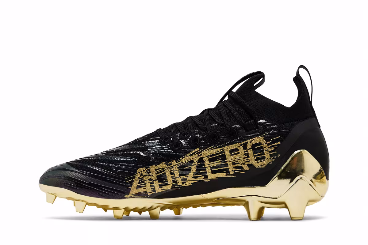 adidas Adizero Primeknit Cleats Black Gold Metallic, view 4