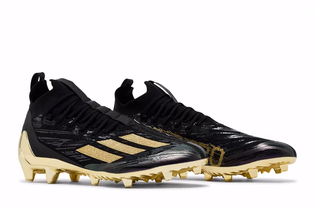 adidas Adizero Primeknit Cleats Black Gold Metallic, view 9
