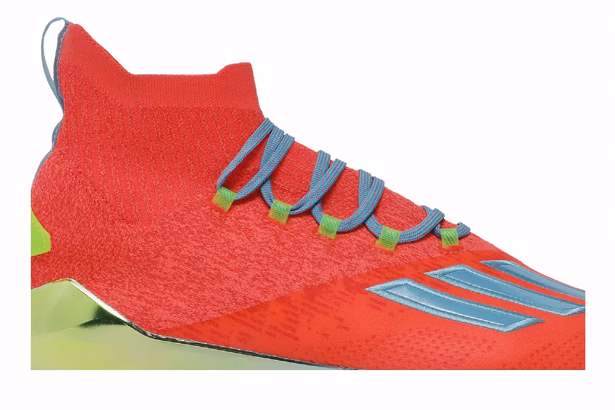 Adidas Adizero Primeknit Cleats Signal Coral Bright Cyan, view 3