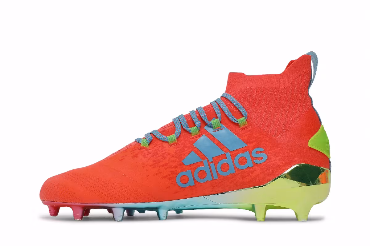 Adidas Adizero Primeknit Cleats Signal Coral Bright Cyan, view 4