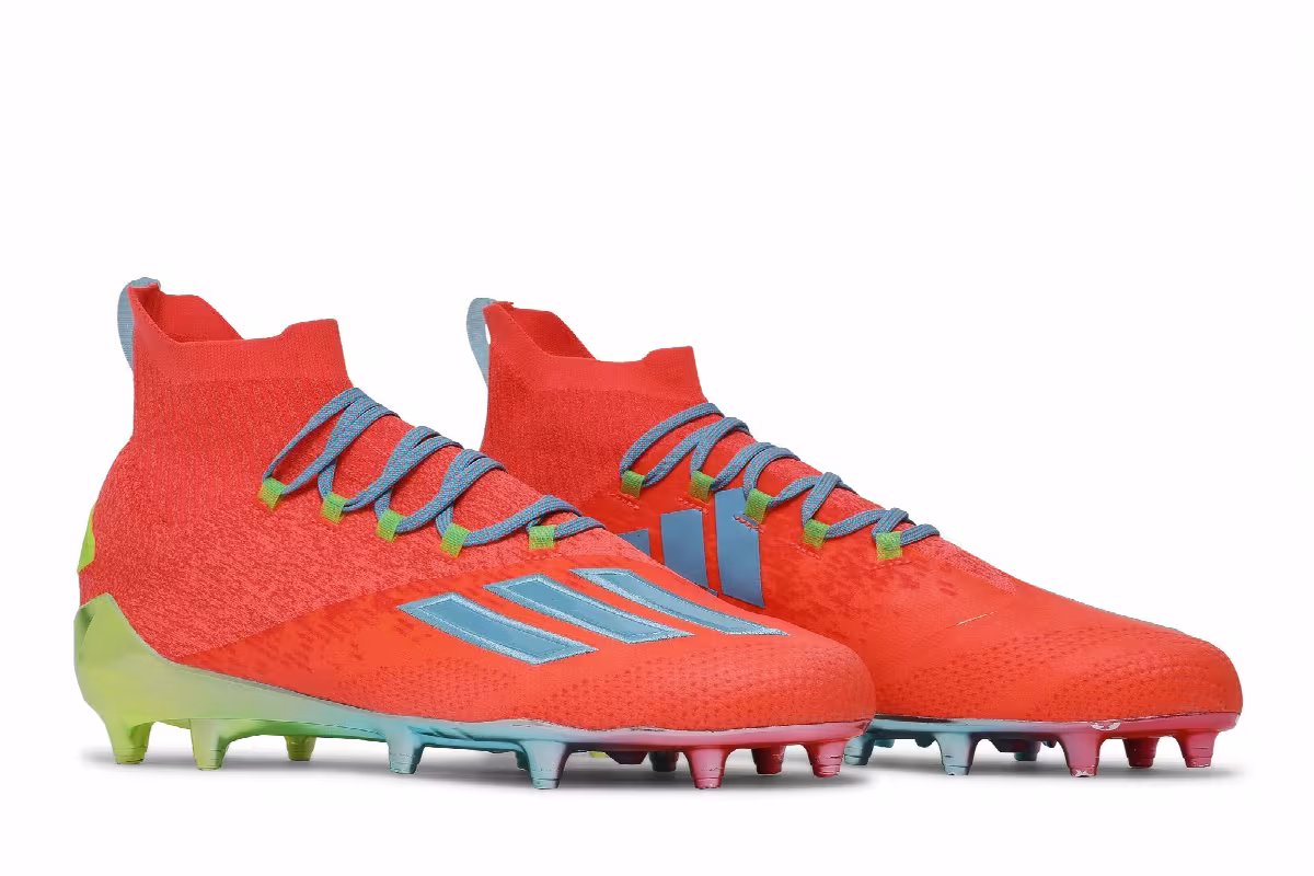 Adidas Adizero Primeknit Cleats Signal Coral Bright Cyan, view 9