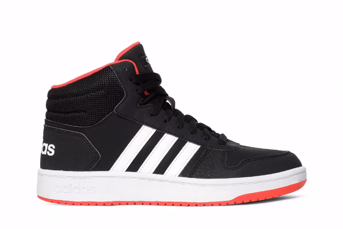 Adidas Hoops 2.0 Mid J Black Hi-Res Red, view 2