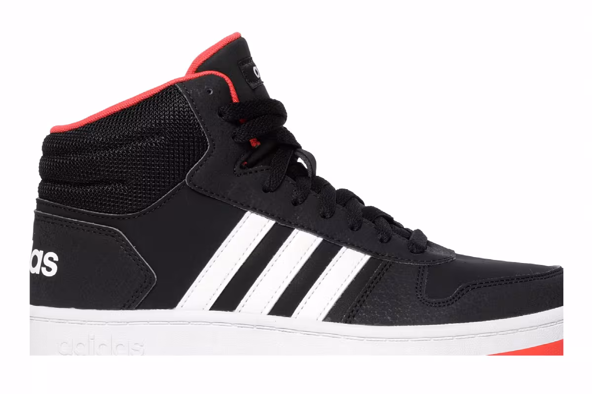 Adidas Hoops 2.0 Mid J Black Hi-Res Red, view 3