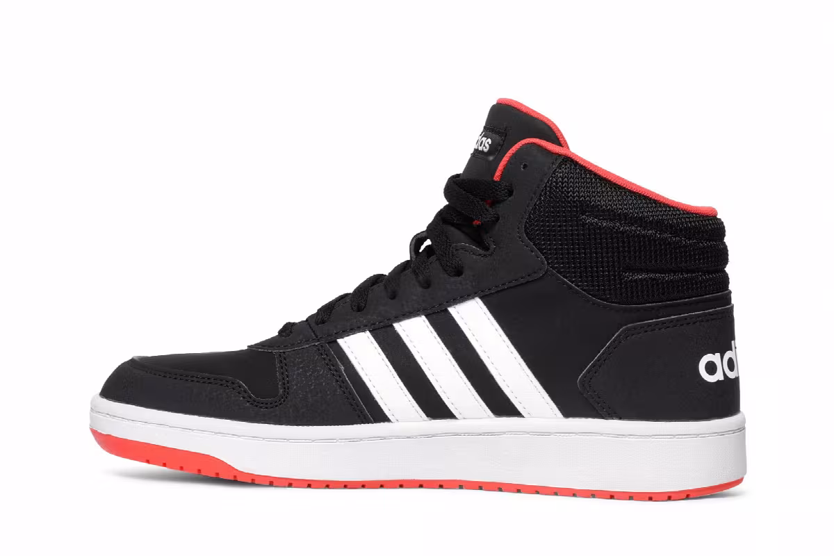 Adidas Hoops 2.0 Mid J Black Hi-Res Red, view 4