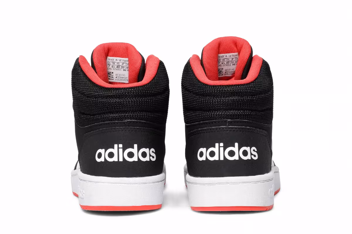 Adidas Hoops 2.0 Mid J Black Hi-Res Red, view 7